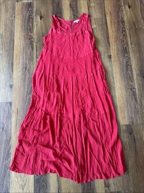 Max Studio Sleeveless Red / orange Crinkle Maxi/ midi Dress